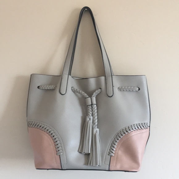 Handbags - Gray & Rose Pink Shoulder Bag Purse Tote, Like New